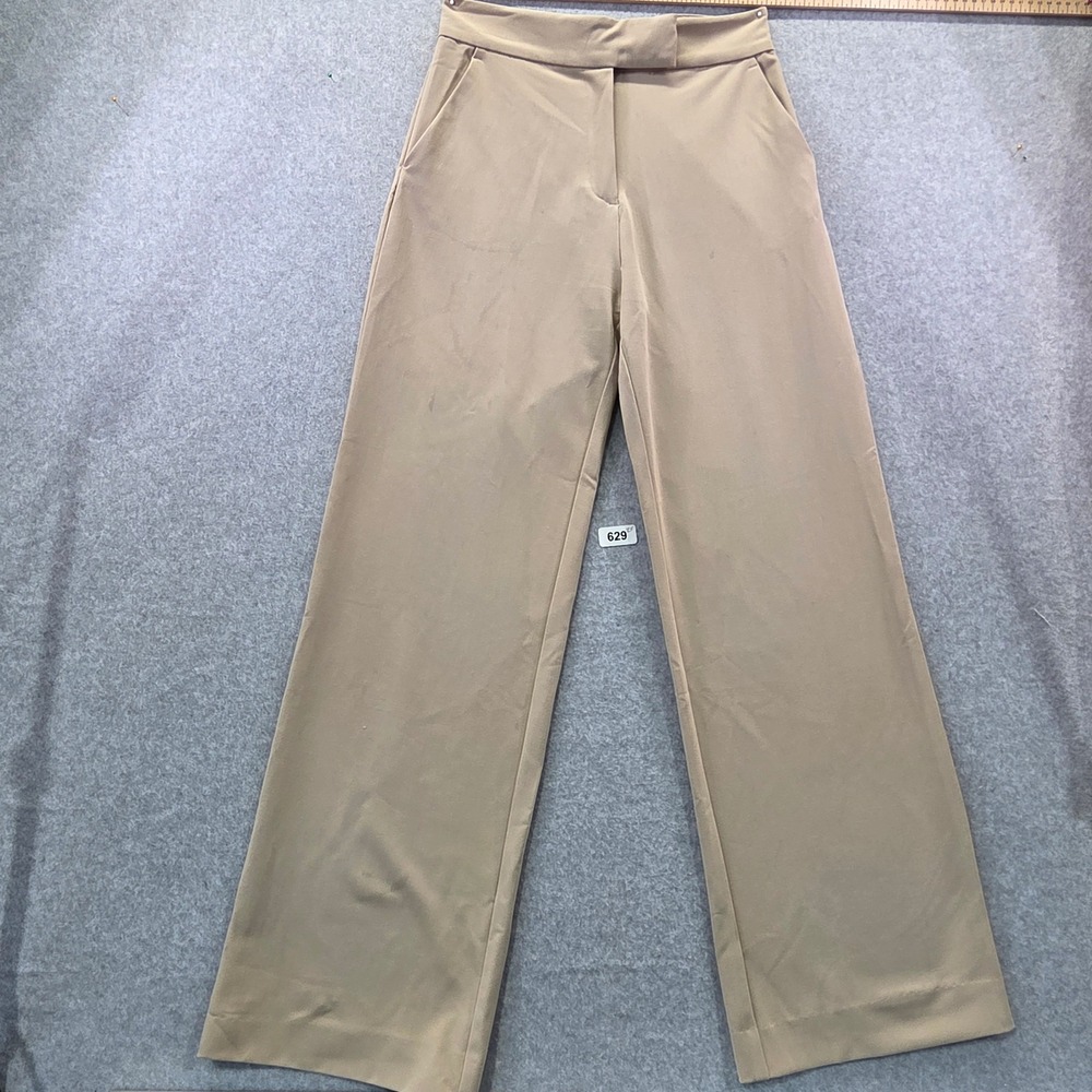 HM Womens Wide Leg Dress Pants Tan Beige Size 4 Professional Trouser Slacks